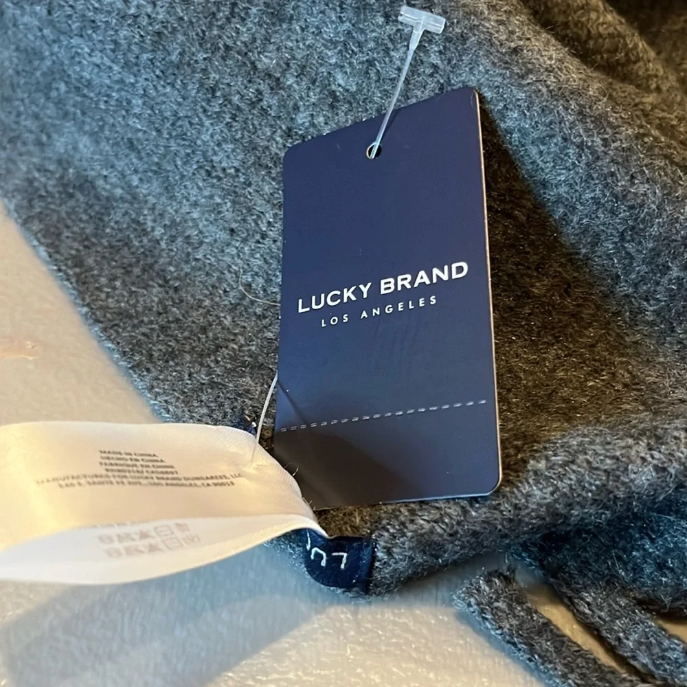 Lucky Brand Brushed Oversized Scarf Wrap in Charcoal Gray with Long Fringe